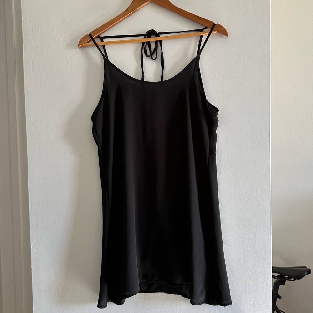 Brandy Melville John Galt Black Sheer Tie Back Slip Mini Dress size Small EUC - Picture 4 of 10